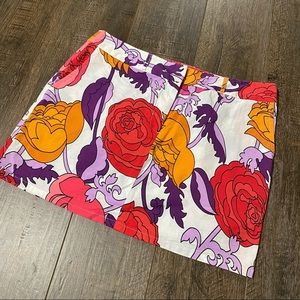 Moda International 90s Style Floral Patterned Skirt Belt Loops Size 8